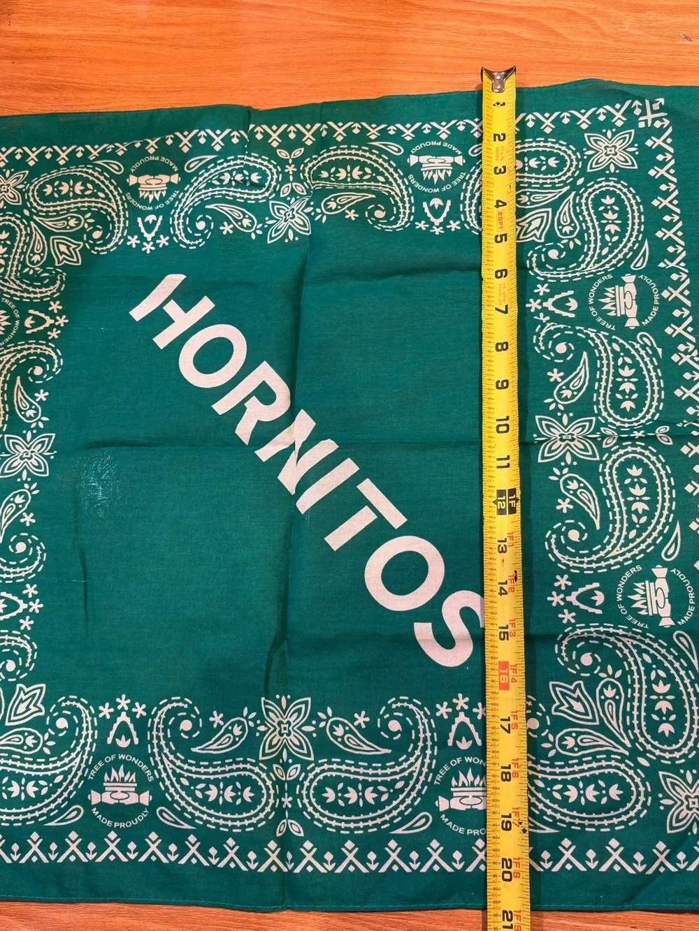 Never Use Square Green Color Bandana-Hornitos 21”x21” -100% Cotton